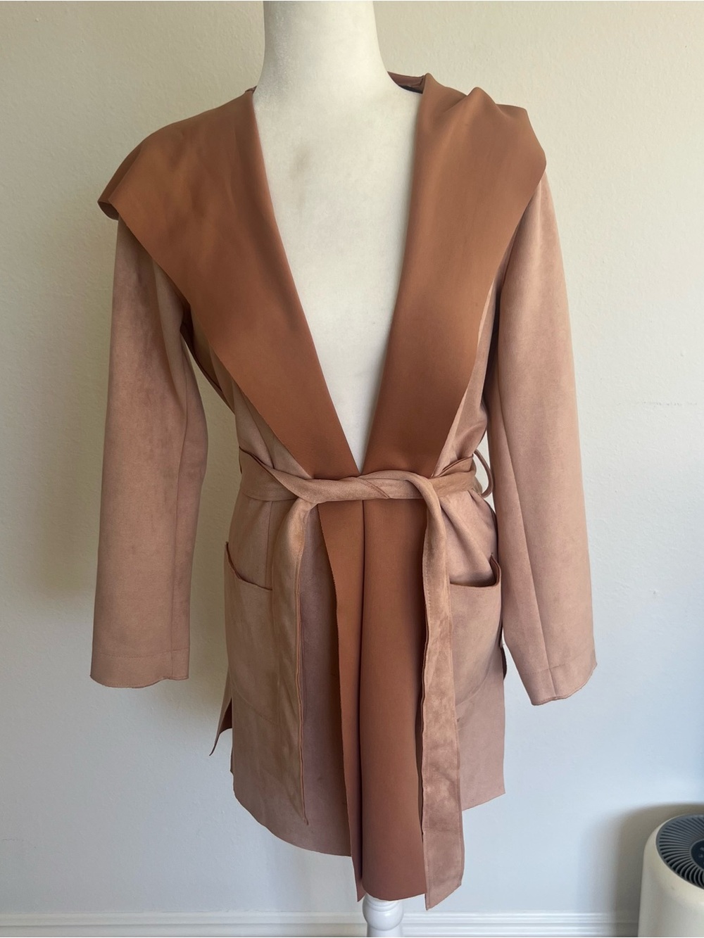 Zara Blush Duster Coat with Hood